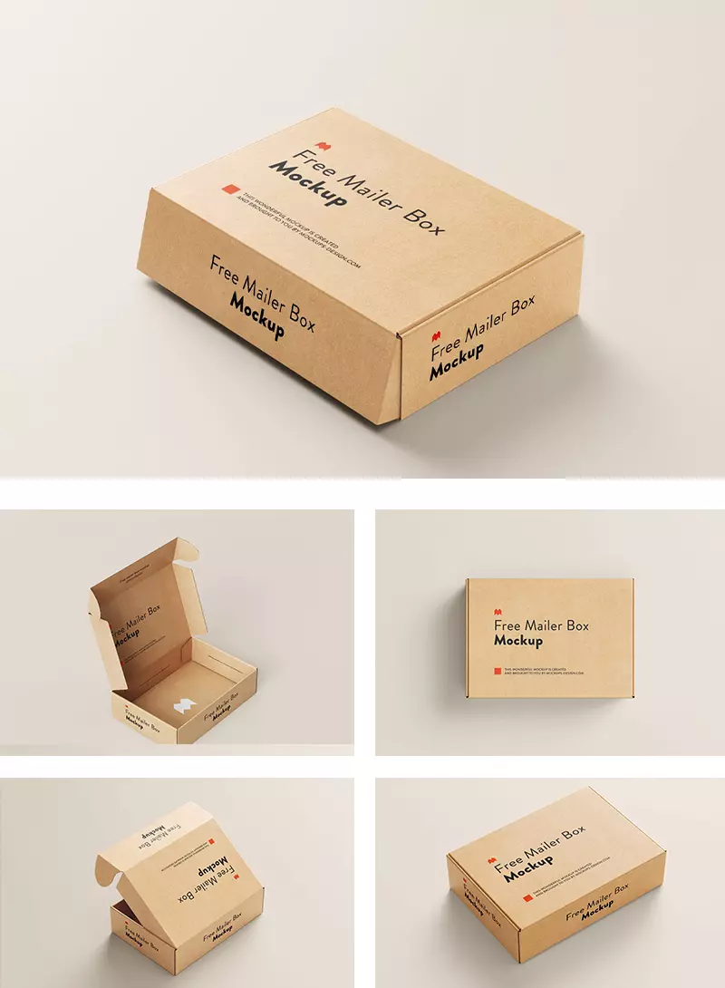 Free Kraft Paper Take Out Packaging Box Mockup - Free Package Mockups
