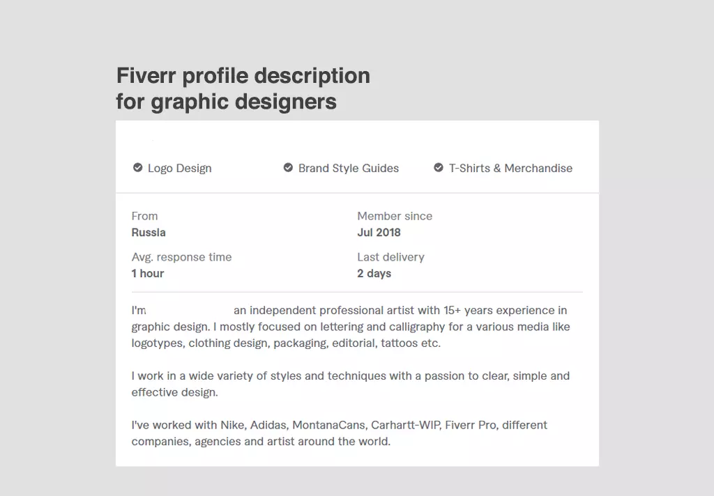 Fiverr profile description for graphic designers