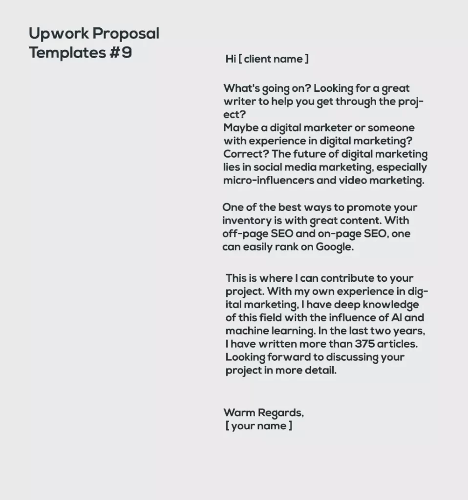 Upwork Proposal Templates #9