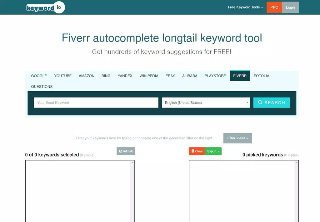 Free Fiverr keyword tool