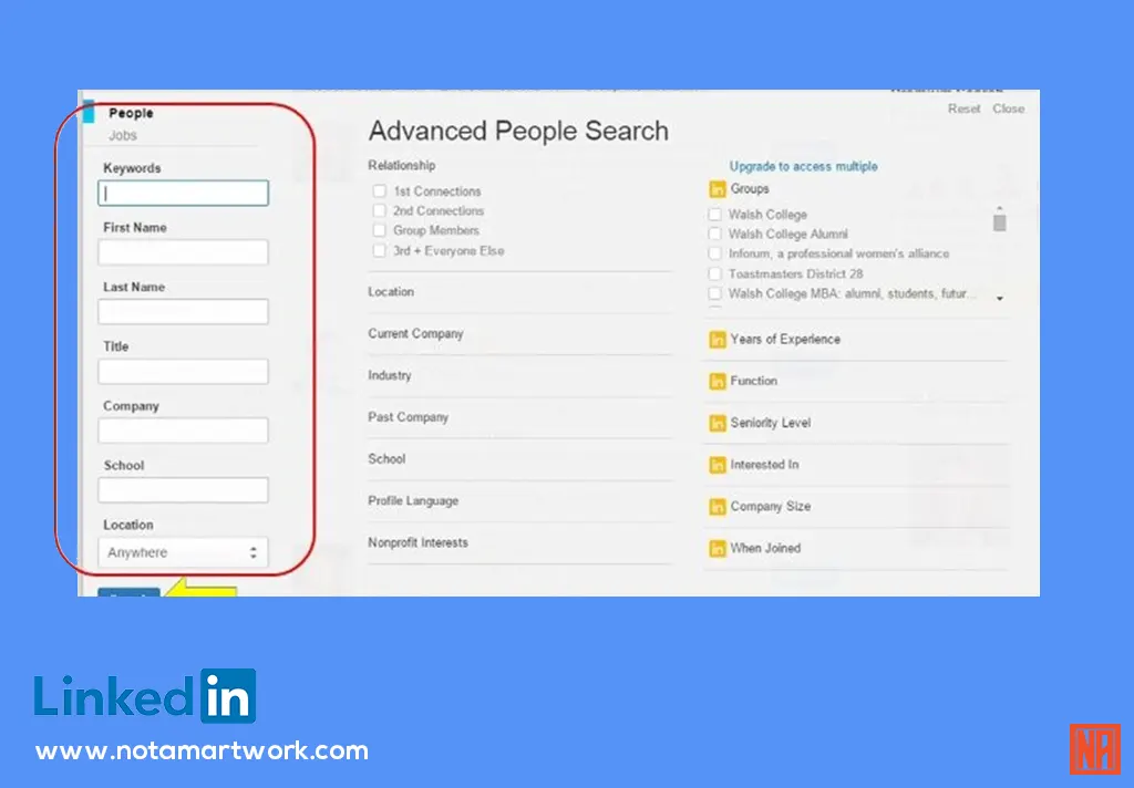Navigating Linkedin's search features to find recruiters